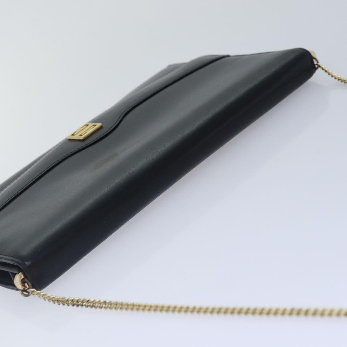 GIVENCHY Chain Shoulder Bag Leather Black Gold Auth yk14433