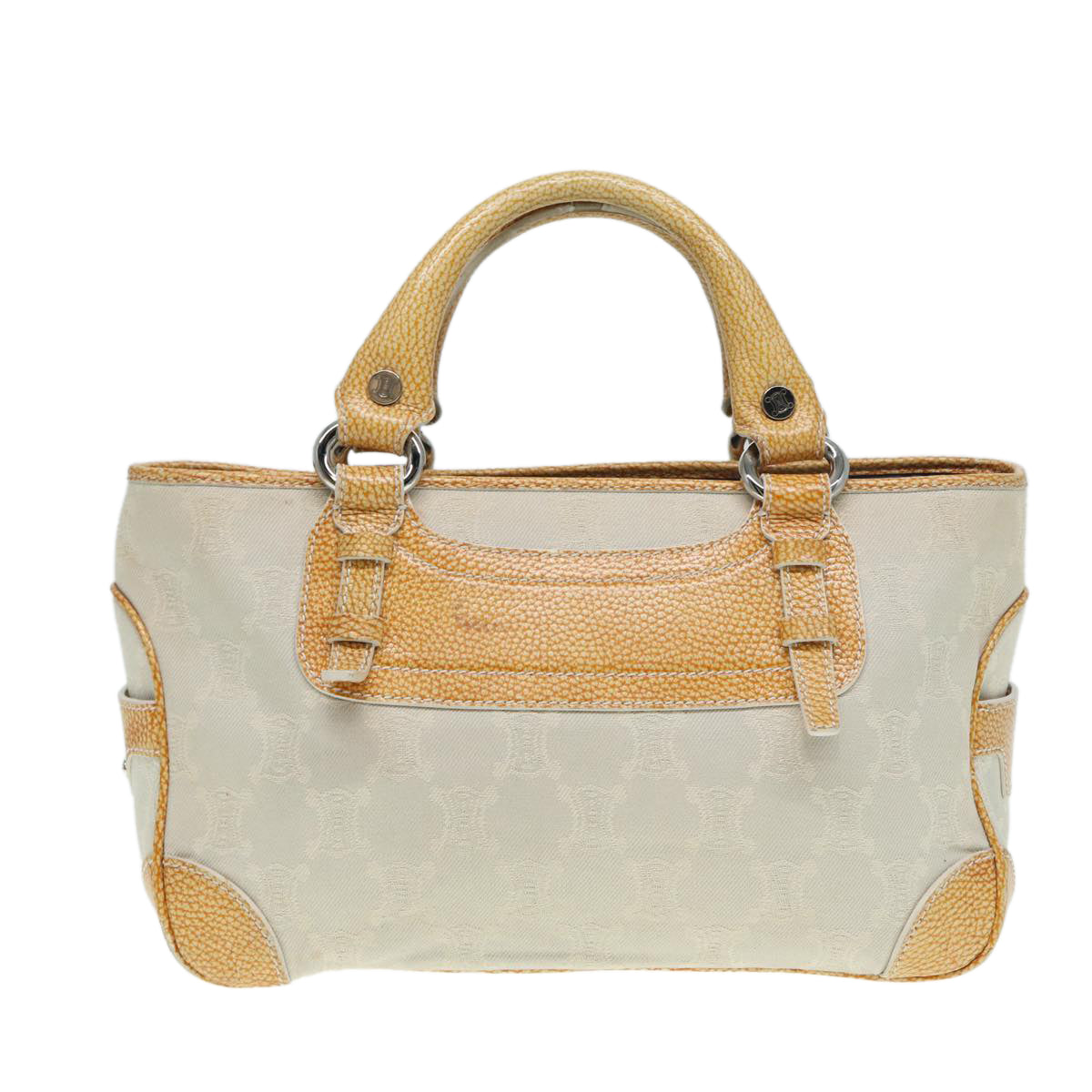 CELINE Paris Macadam Canvas boogie Hand Bag Beige Auth yk14438