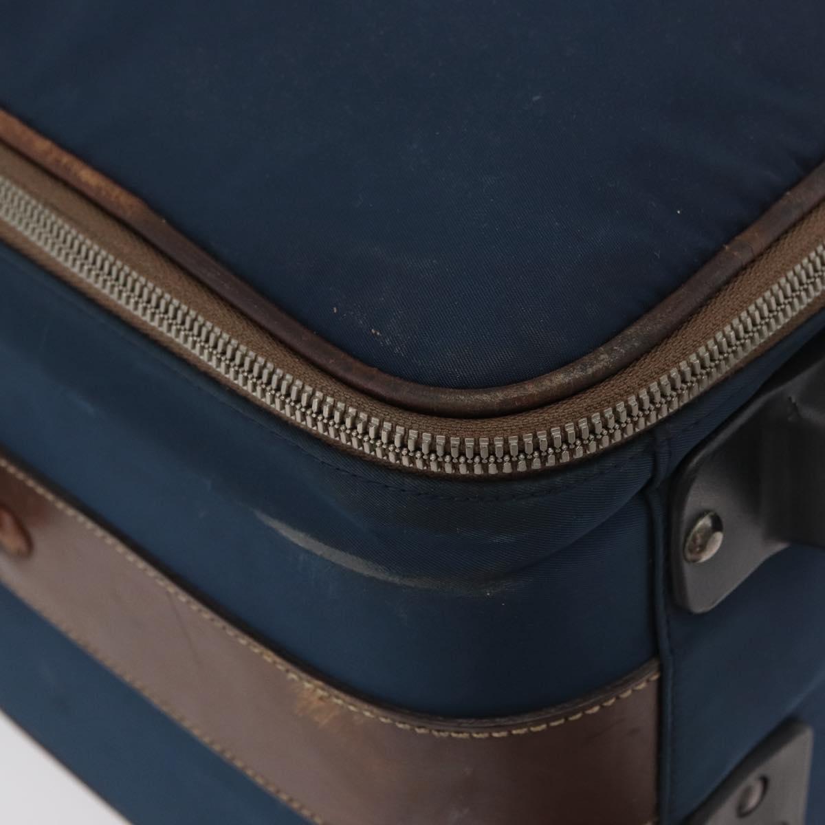 PRADA Suitcase Nylon Leather Navy Brown Auth yk14443