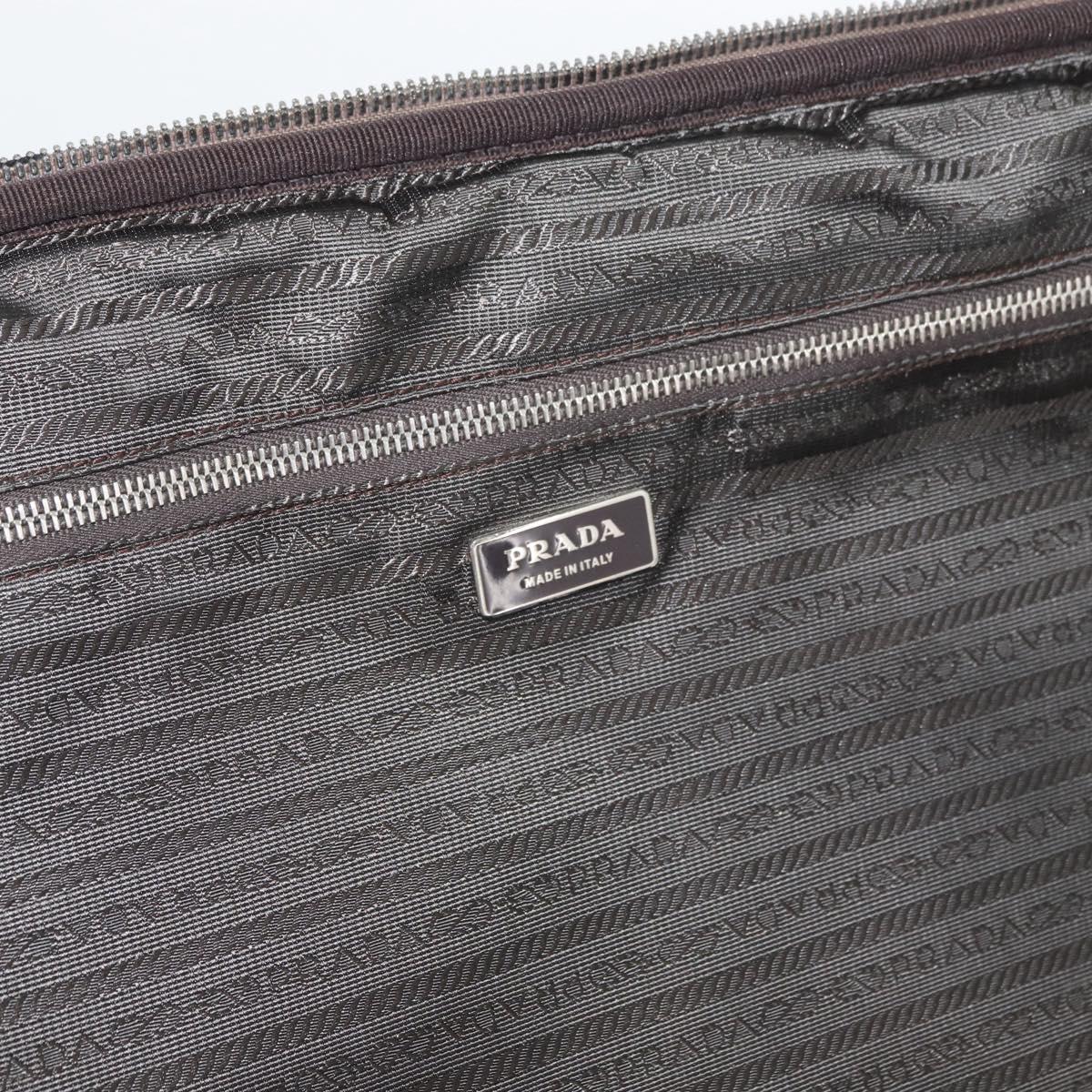 PRADA Suitcase Nylon Leather Navy Brown Auth yk14443