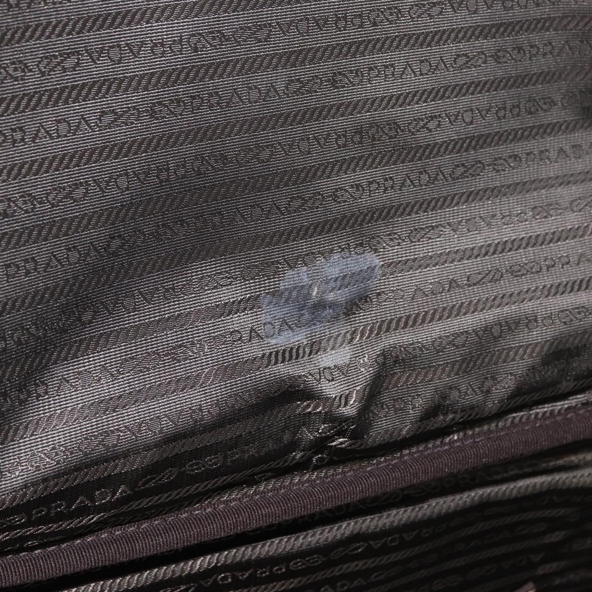 PRADA Suitcase Nylon Leather Navy Brown Auth yk14443