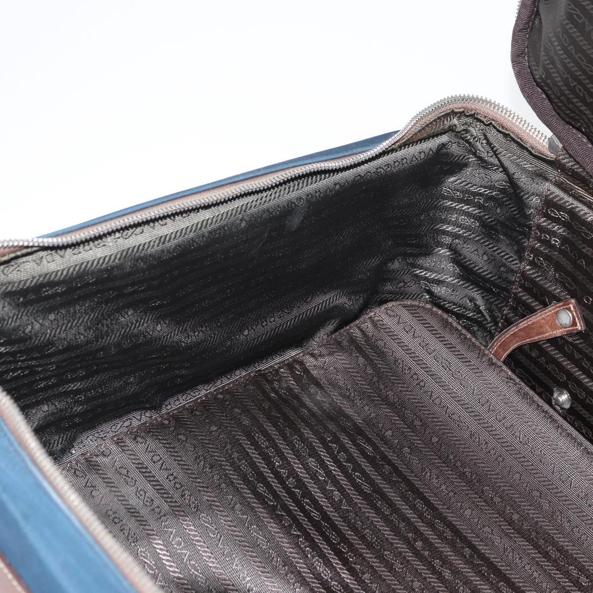 PRADA Suitcase Nylon Leather Navy Brown Auth yk14443