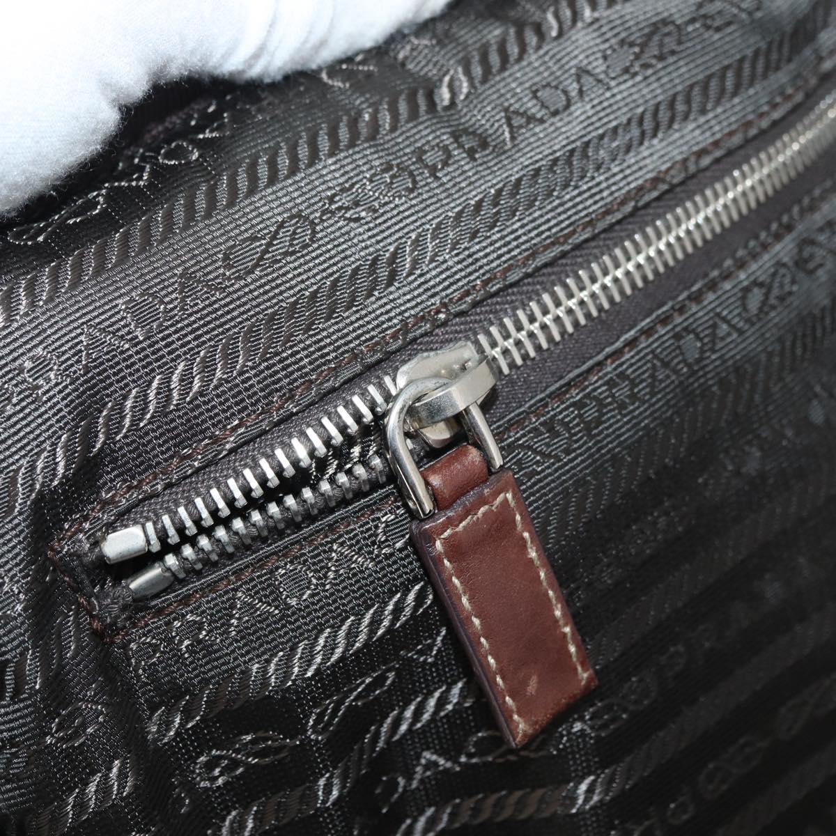 PRADA Suitcase Nylon Leather Navy Brown Auth yk14443