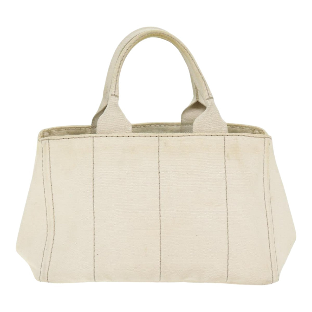 PRADA Canapa MM Hand Bag Canvas Beige Gold Auth yk14457