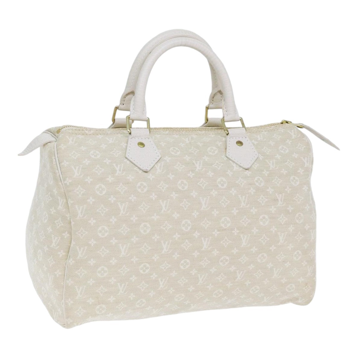 LOUIS VUITTON Monogram Mini Lin Speedy 30 Bag White Dunne M95319 LV Auth yk14499