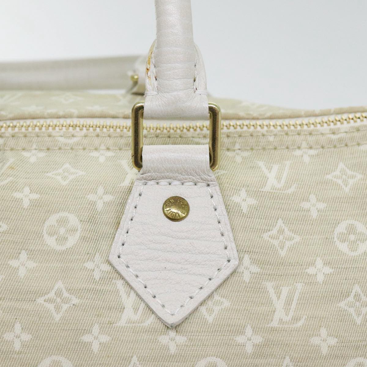 LOUIS VUITTON Monogram Mini Lin Speedy 30 Bag White Dunne M95319 LV Auth yk14499