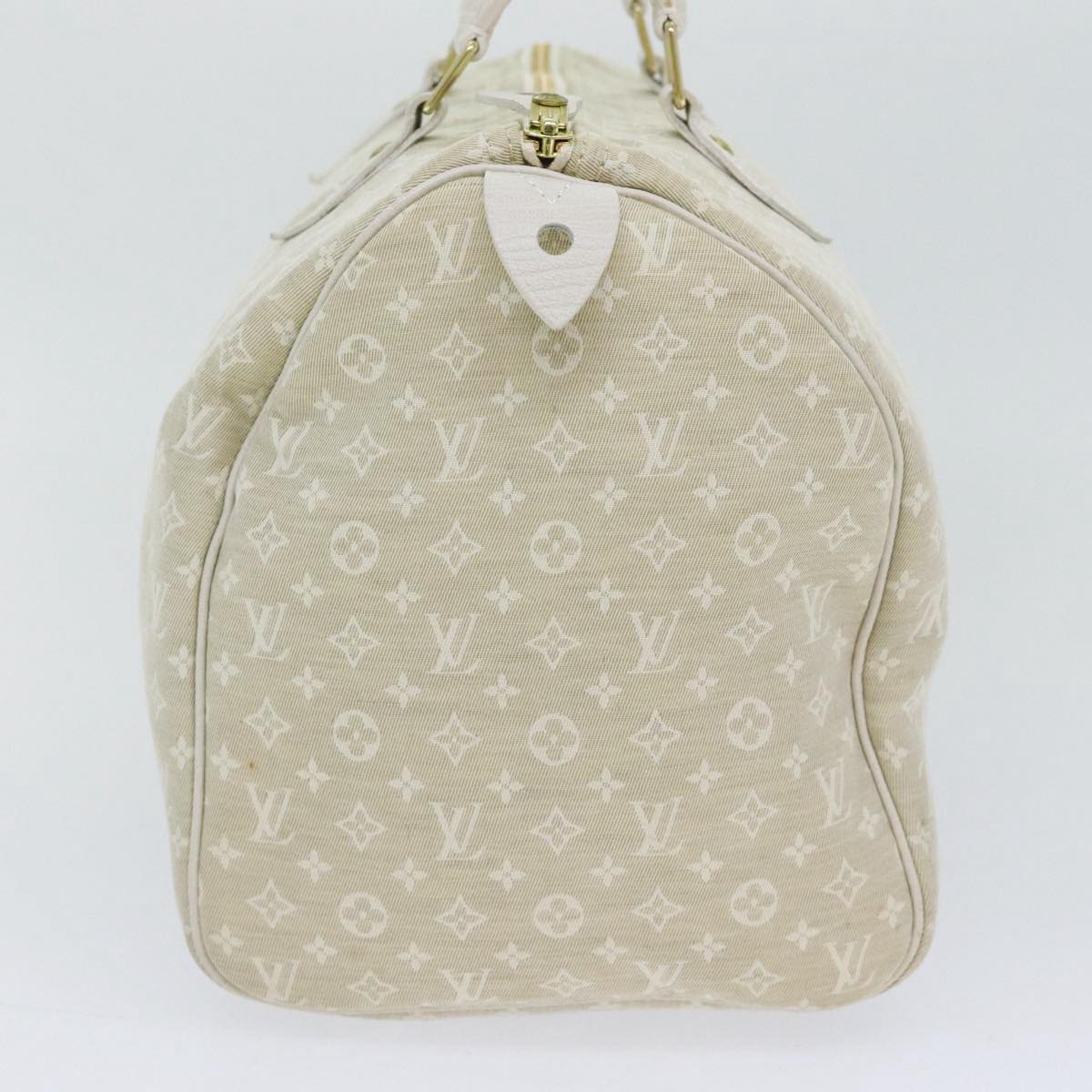 LOUIS VUITTON Monogram Mini Lin Speedy 30 Bag White Dunne M95319 LV Auth yk14499