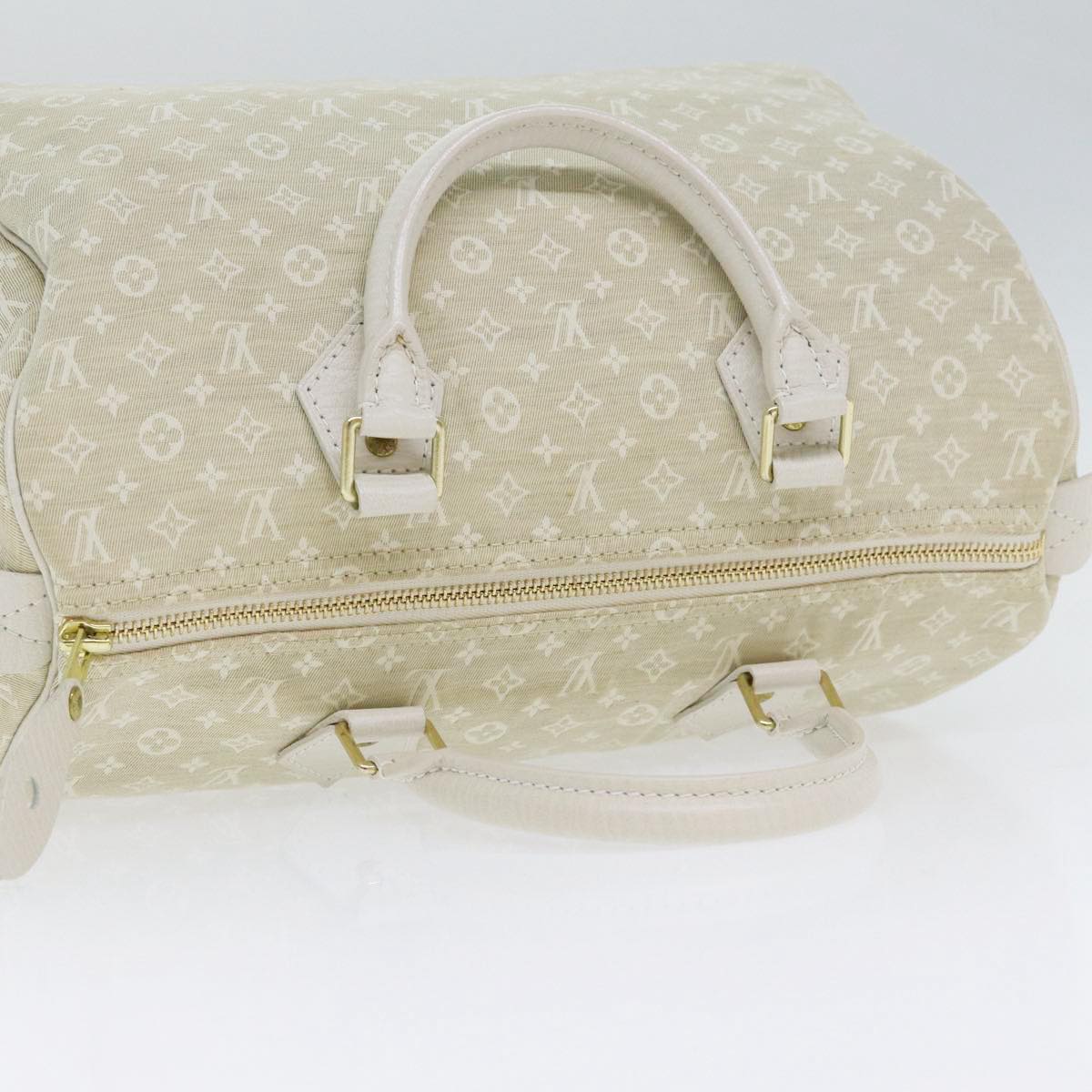 LOUIS VUITTON Monogram Mini Lin Speedy 30 Bag White Dunne M95319 LV Auth yk14499