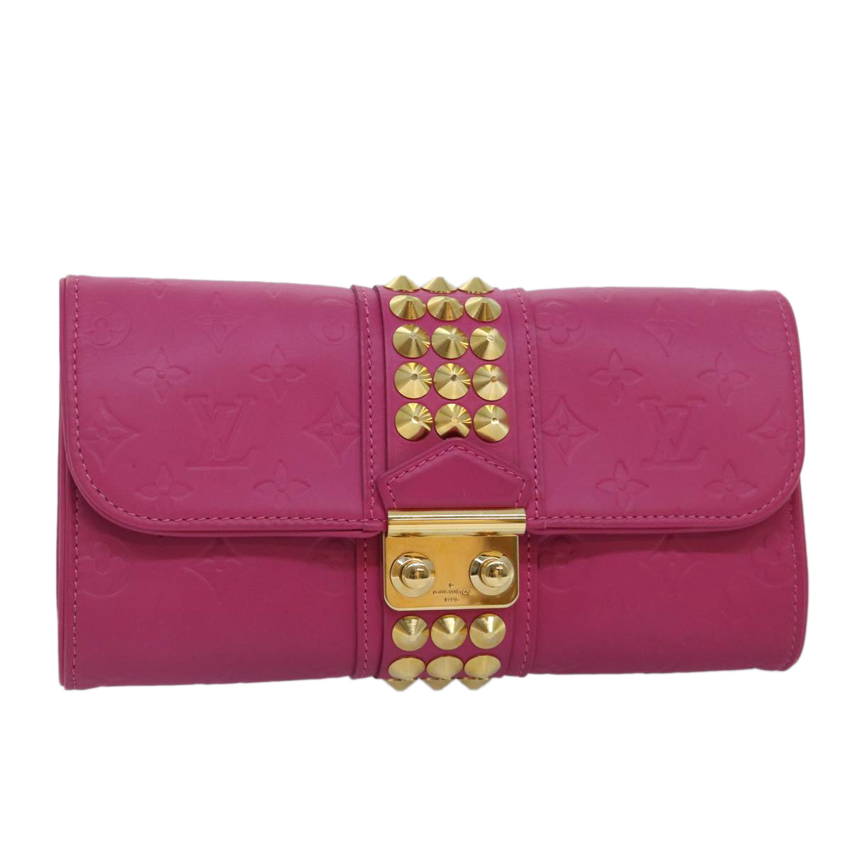 LOUIS VUITTON Monogram Pochette Courtney Bag Embossed leather Pink Auth yk14516SAV