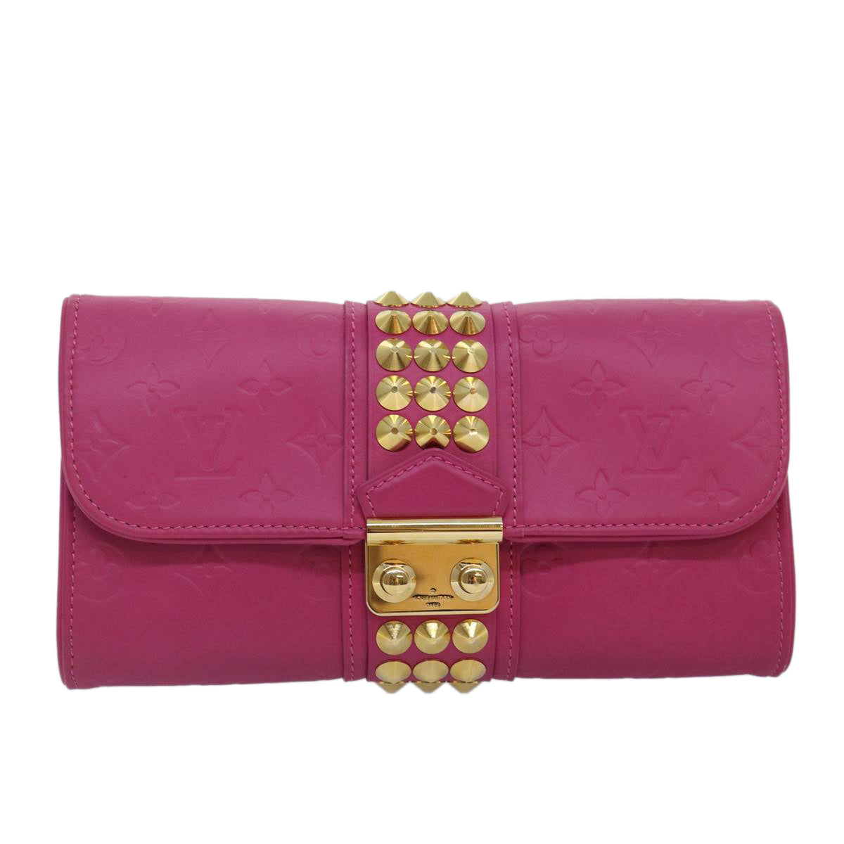LOUIS VUITTON Monogram Pochette Courtney Bag Embossed leather Pink Auth yk14516SAV