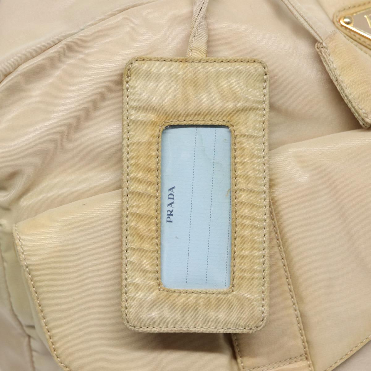 PRADA Hand Bag Nylon Beige Gold Auth yk14530