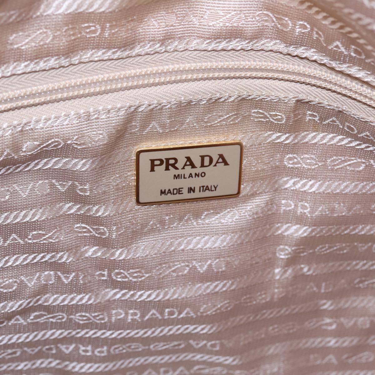 PRADA Hand Bag Nylon Beige Gold Auth yk14530