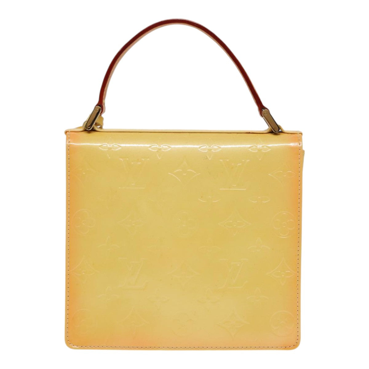 LOUIS VUITTON Monogram Vernis Spring Street Bag Lime Yellow M91068 Auth yk14536