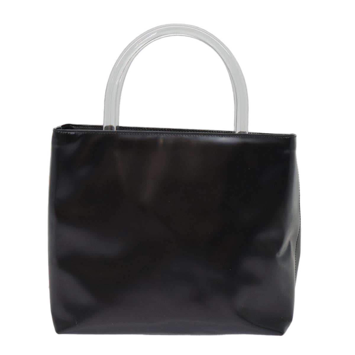 PRADA Hand Bag Leather Black Silver Auth yk14538