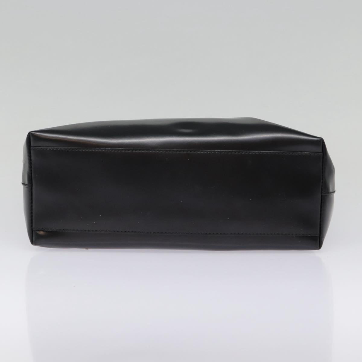 PRADA Hand Bag Leather Black Silver Auth yk14538