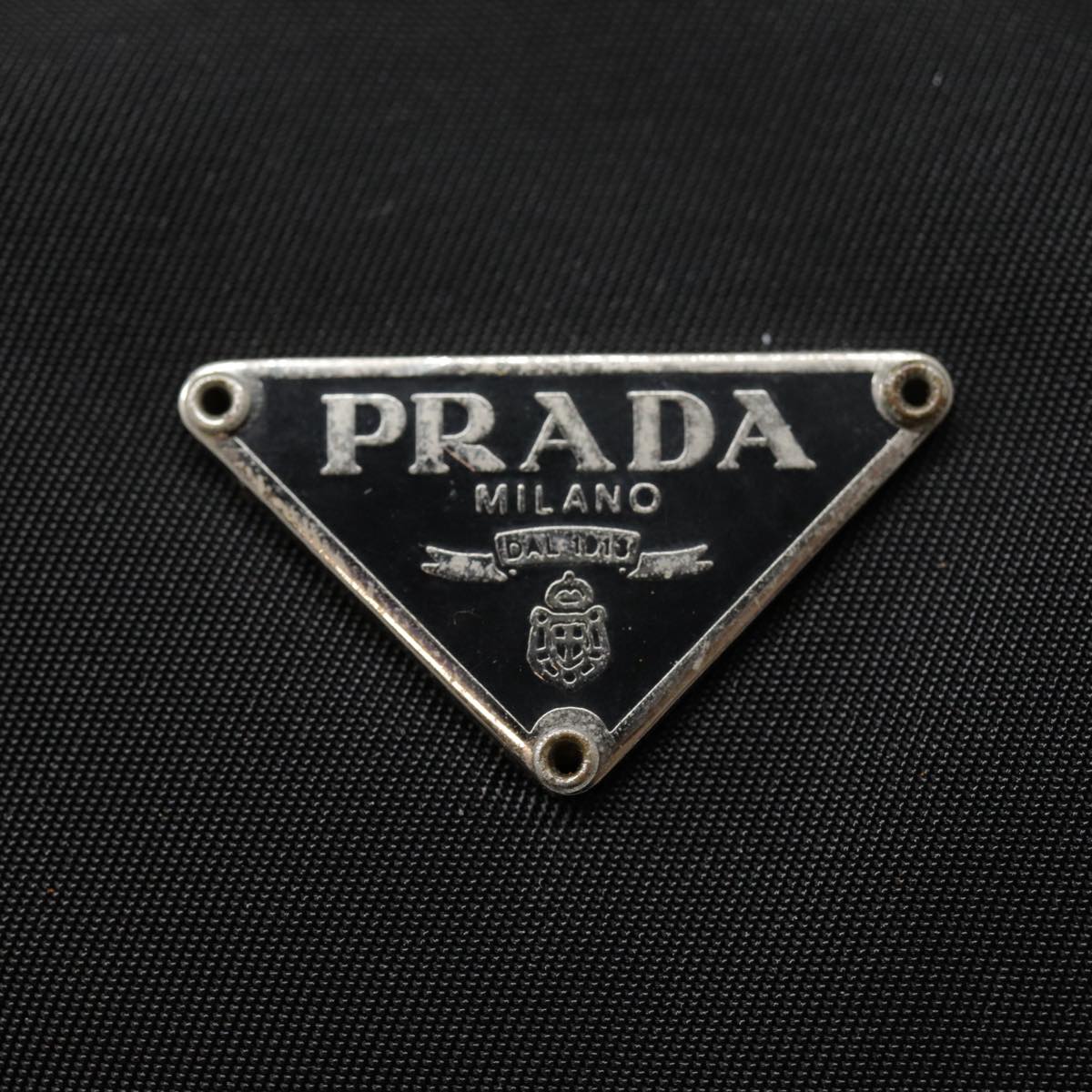 PRADA Mini Hand Bag Nylon Black Silver Auth yk14543