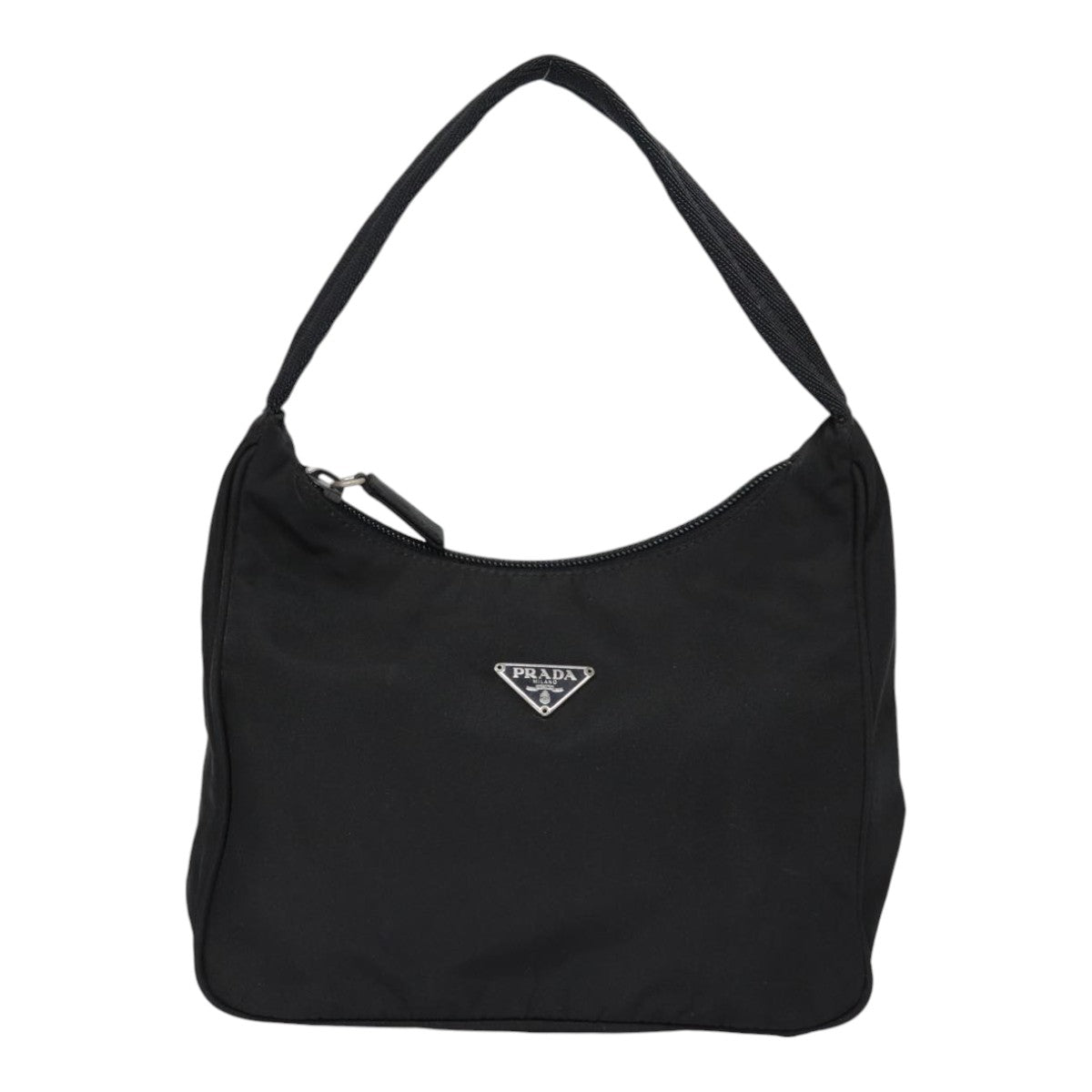 PRADA Mini Hand Bag Nylon Black Silver Auth yk14543