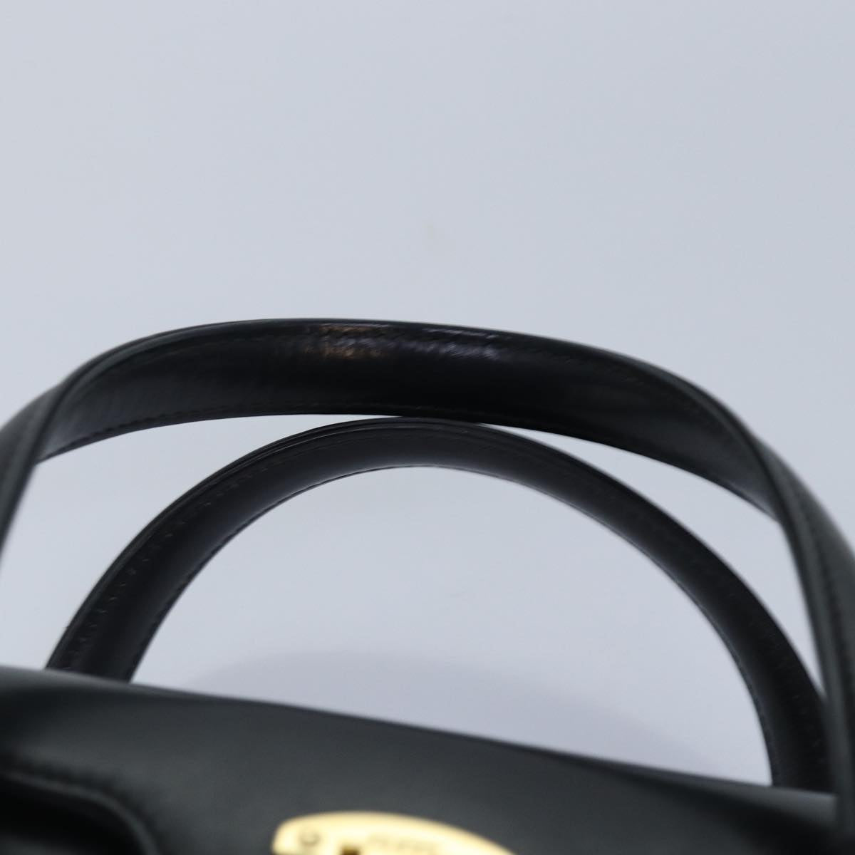 GUCCI Ready Lock Hand Bag Leather Black Gold 000 46 0227 Auth yk14632