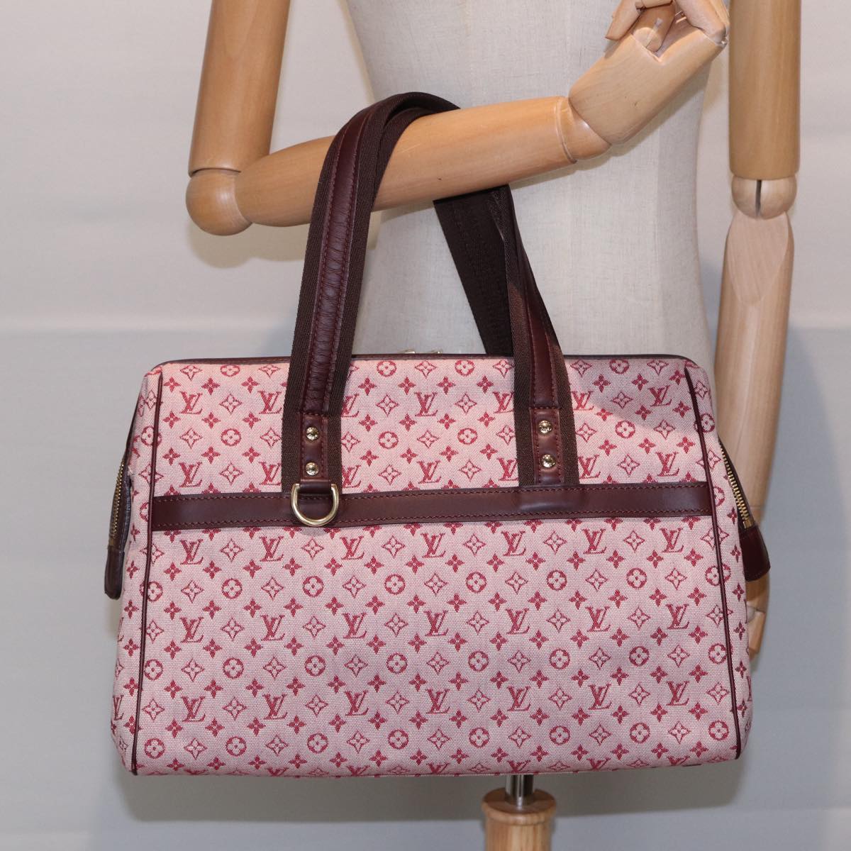 LOUIS VUITTON Monogram Mini Josephine GM Hand Bag Red M92311 LV Auth yk14643