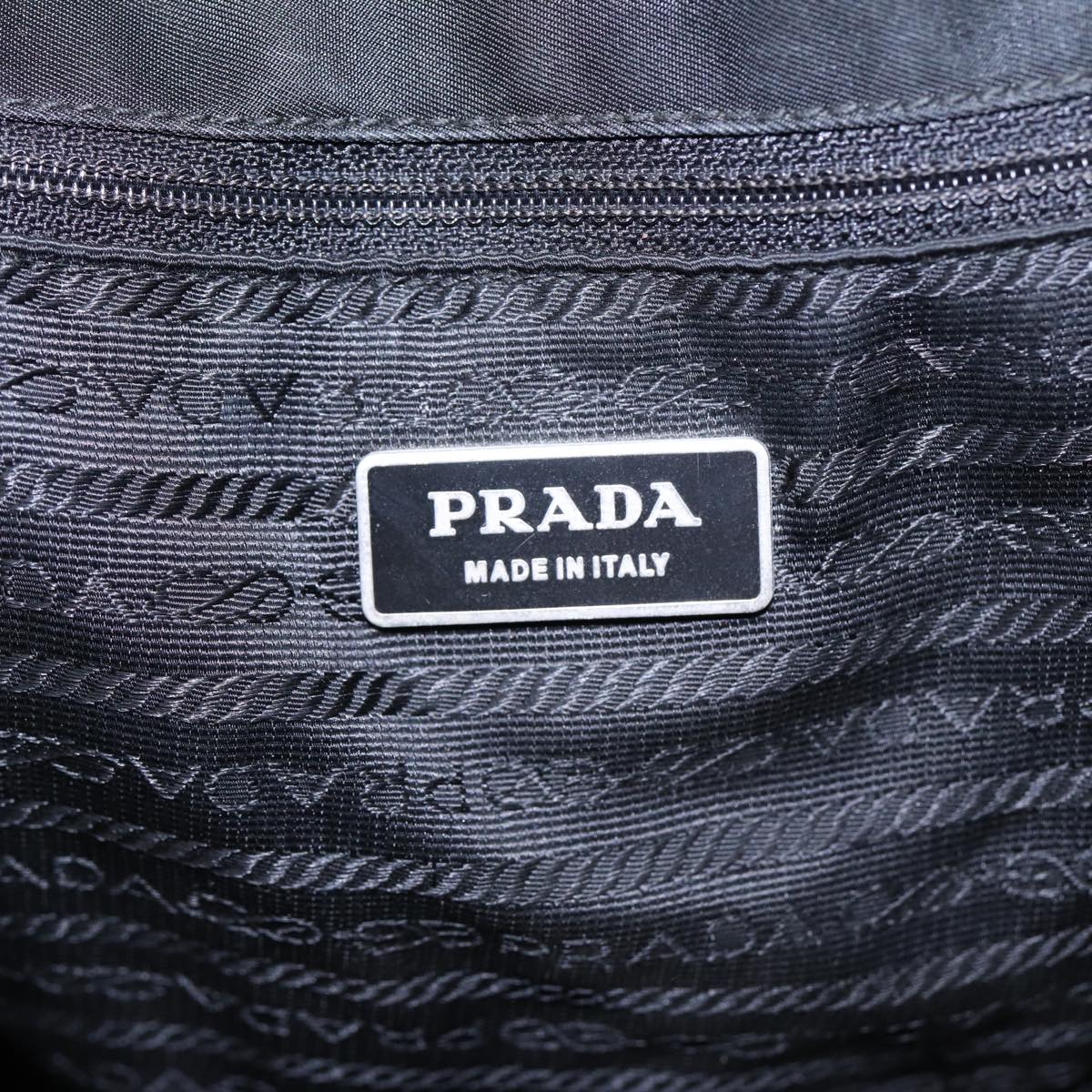 PRADA Hand Bag Nylon Black Silver Auth yk14668