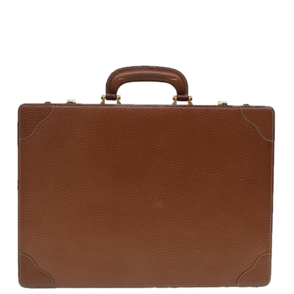 LOEWE Anagram Attache Case Trunk Leather Brown Gold Auth yk14674