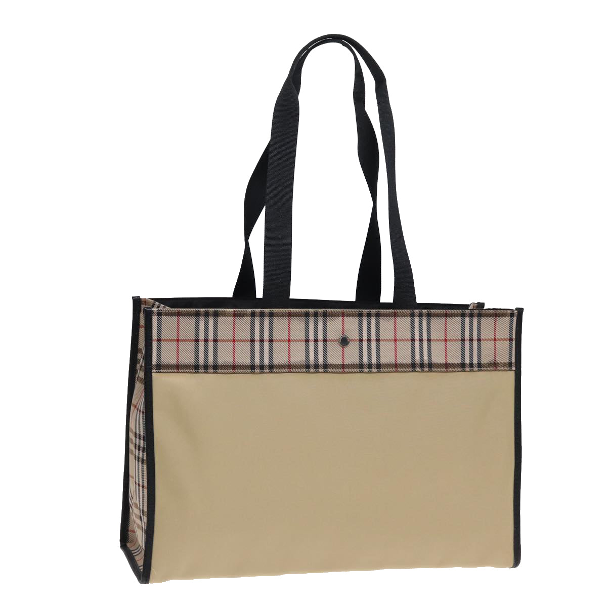 BURBERRY Nova Check Tote Bag Nylon Beige Black Silver Auth yk14732