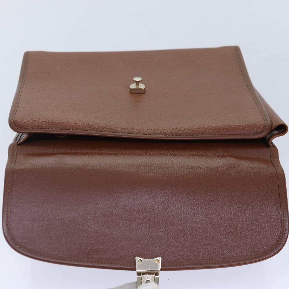 Burberrys Hand Bag Leather 2way Brown Gold Auth yk14733