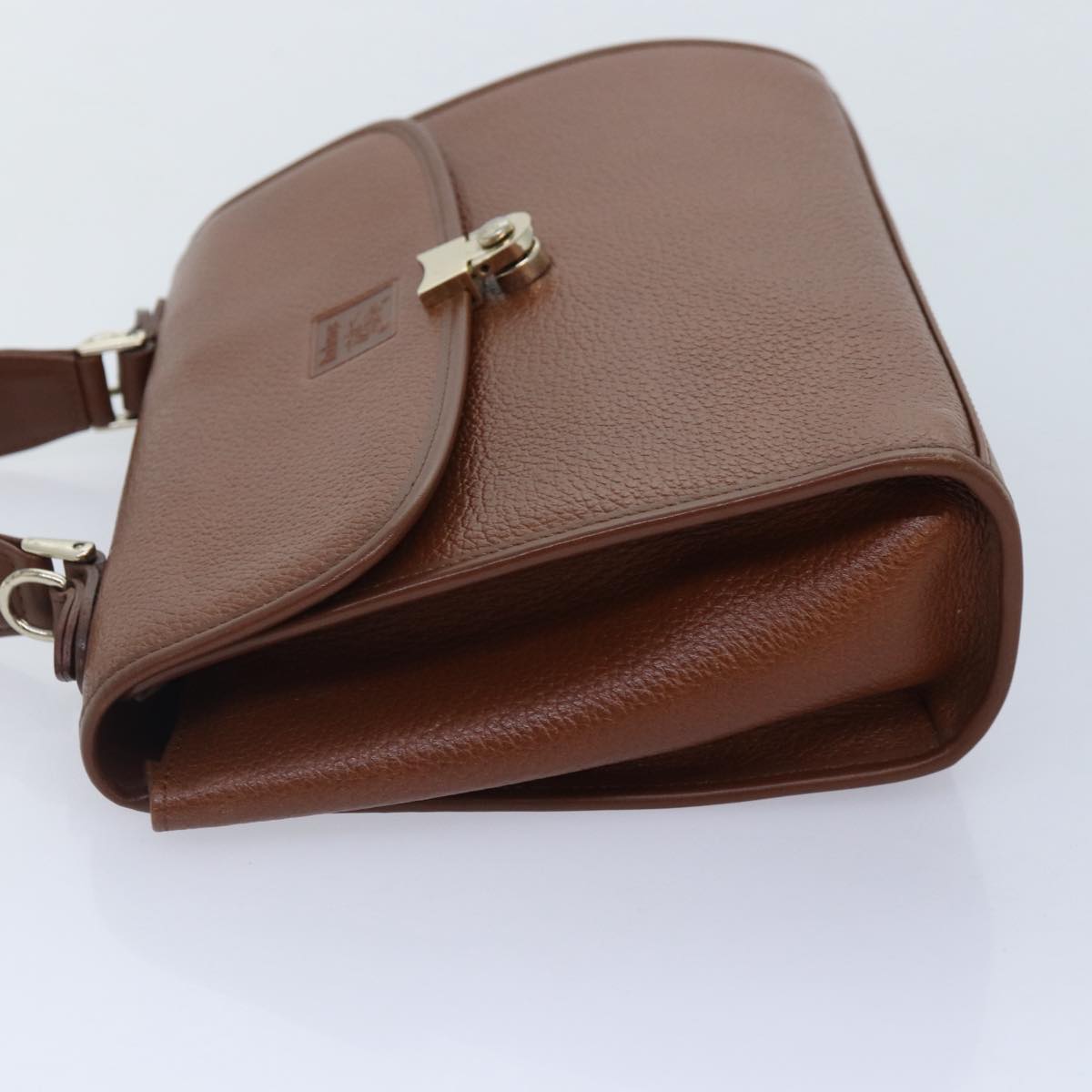 Burberrys Hand Bag Leather 2way Brown Gold Auth yk14733