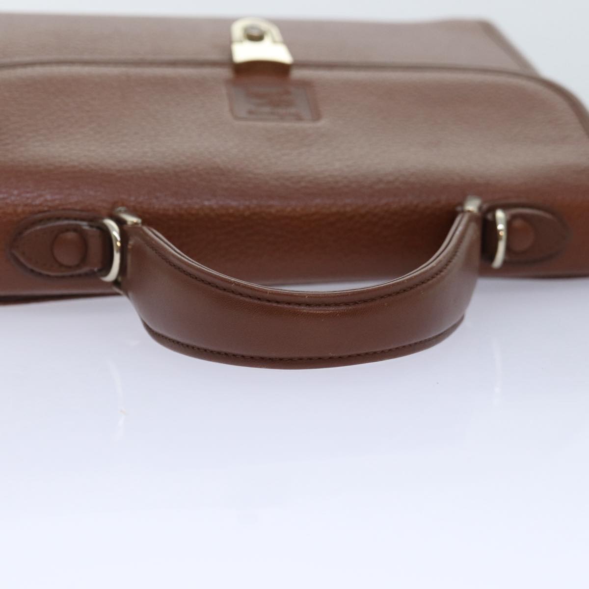 Burberrys Hand Bag Leather 2way Brown Gold Auth yk14733