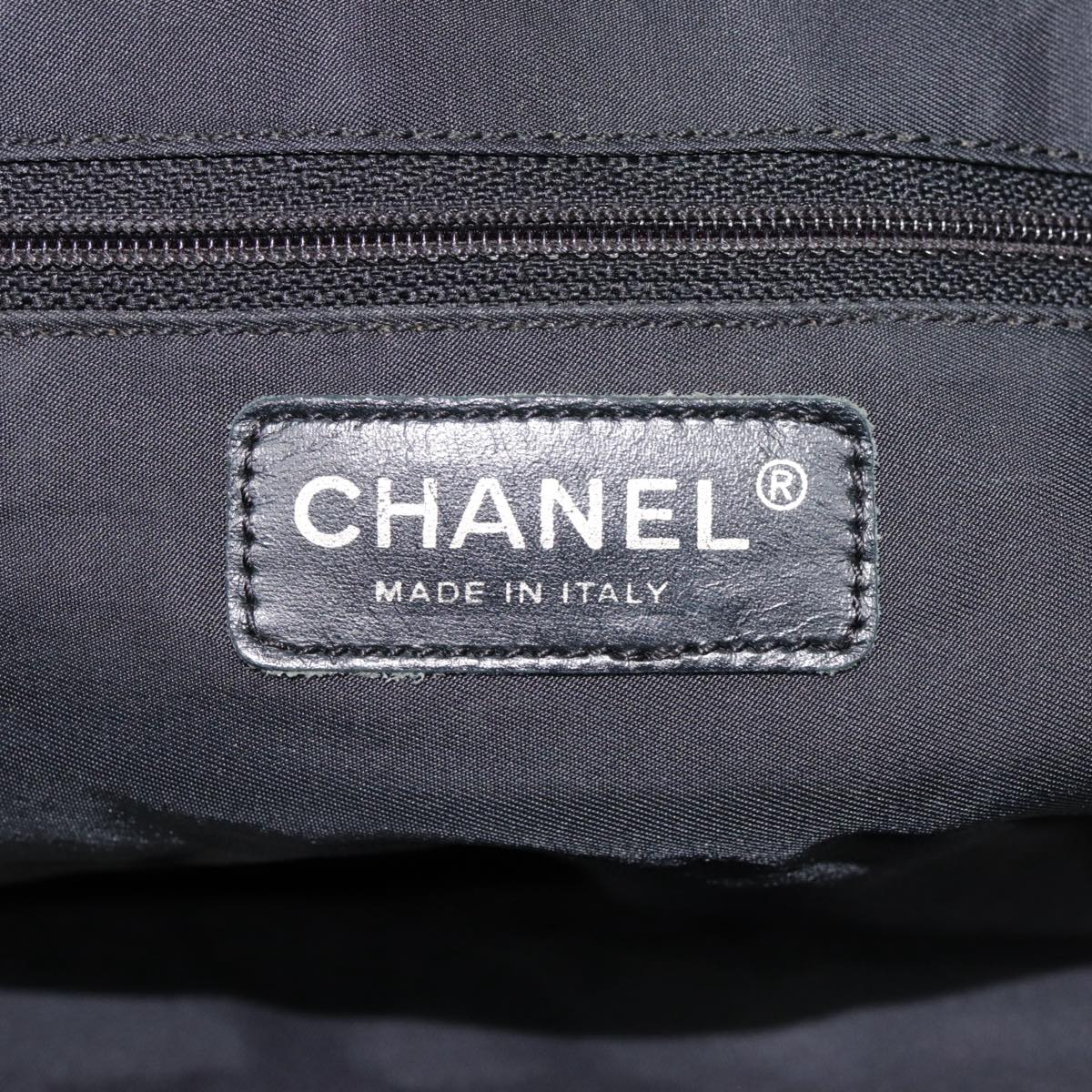 CHANEL New Travel line Hand Bag Nylon Black Gold CC Auth yk14764