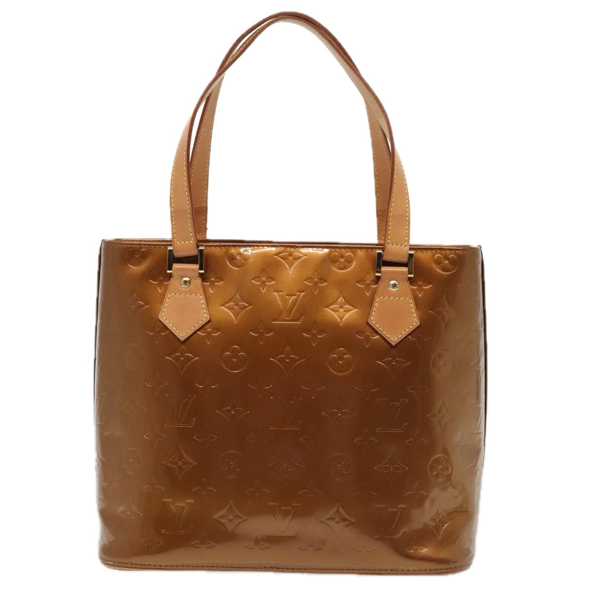 LOUIS VUITTON Monogram Vernis Houston Hand Bag Bronze M91122 LV Auth yk14767