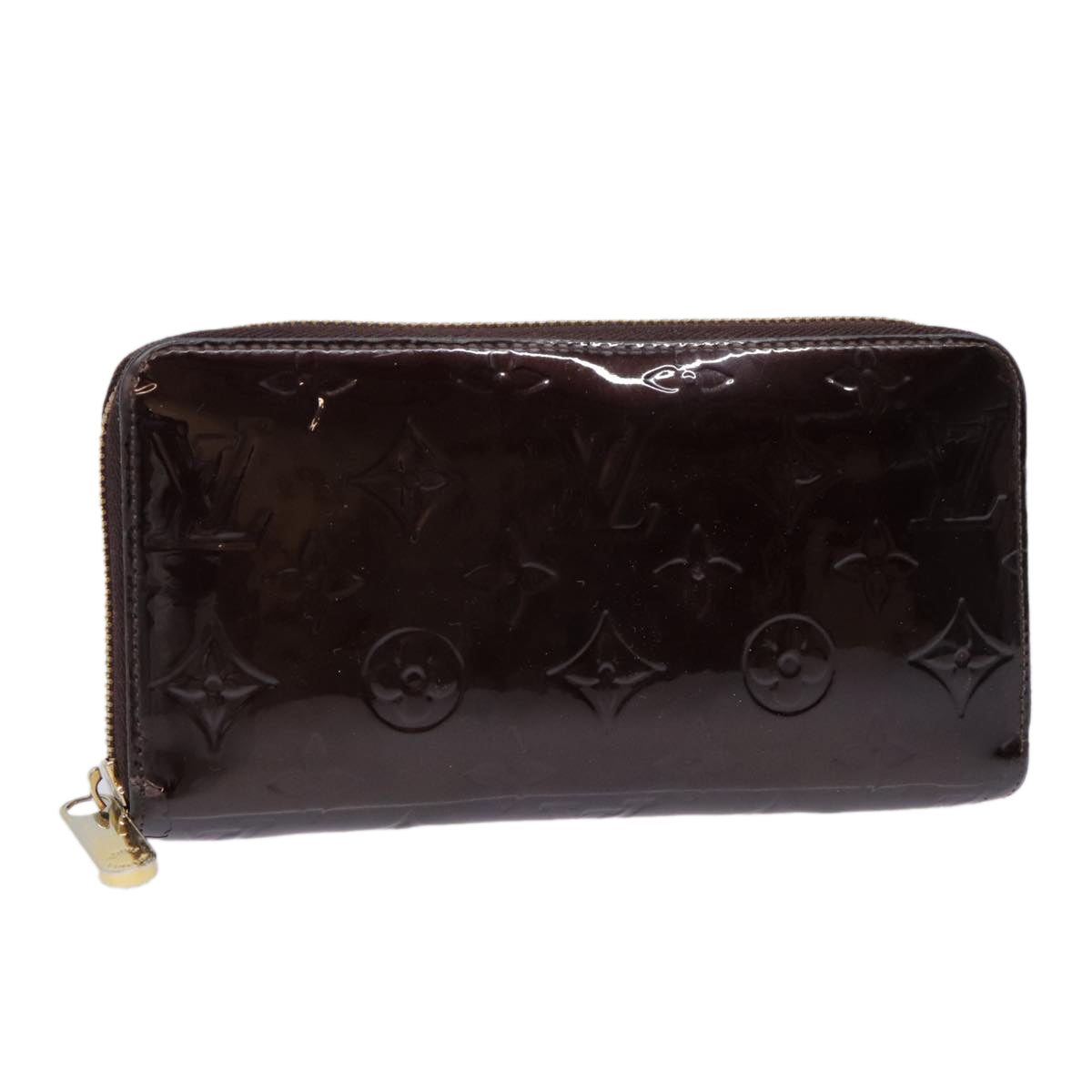 LOUIS VUITTON Monogram Vernis Zippy Wallet Wallet Amarante M93522 Auth yk14773