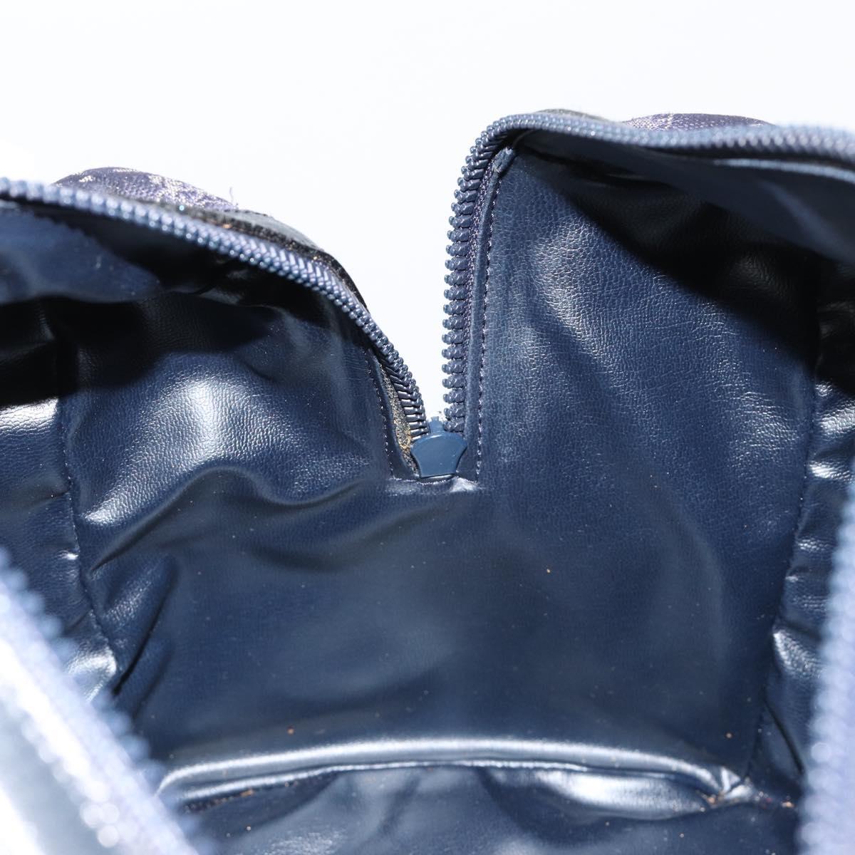 CELINE C Sulky Boston Bag Canvas Leather Navy Gold Auth yk14797