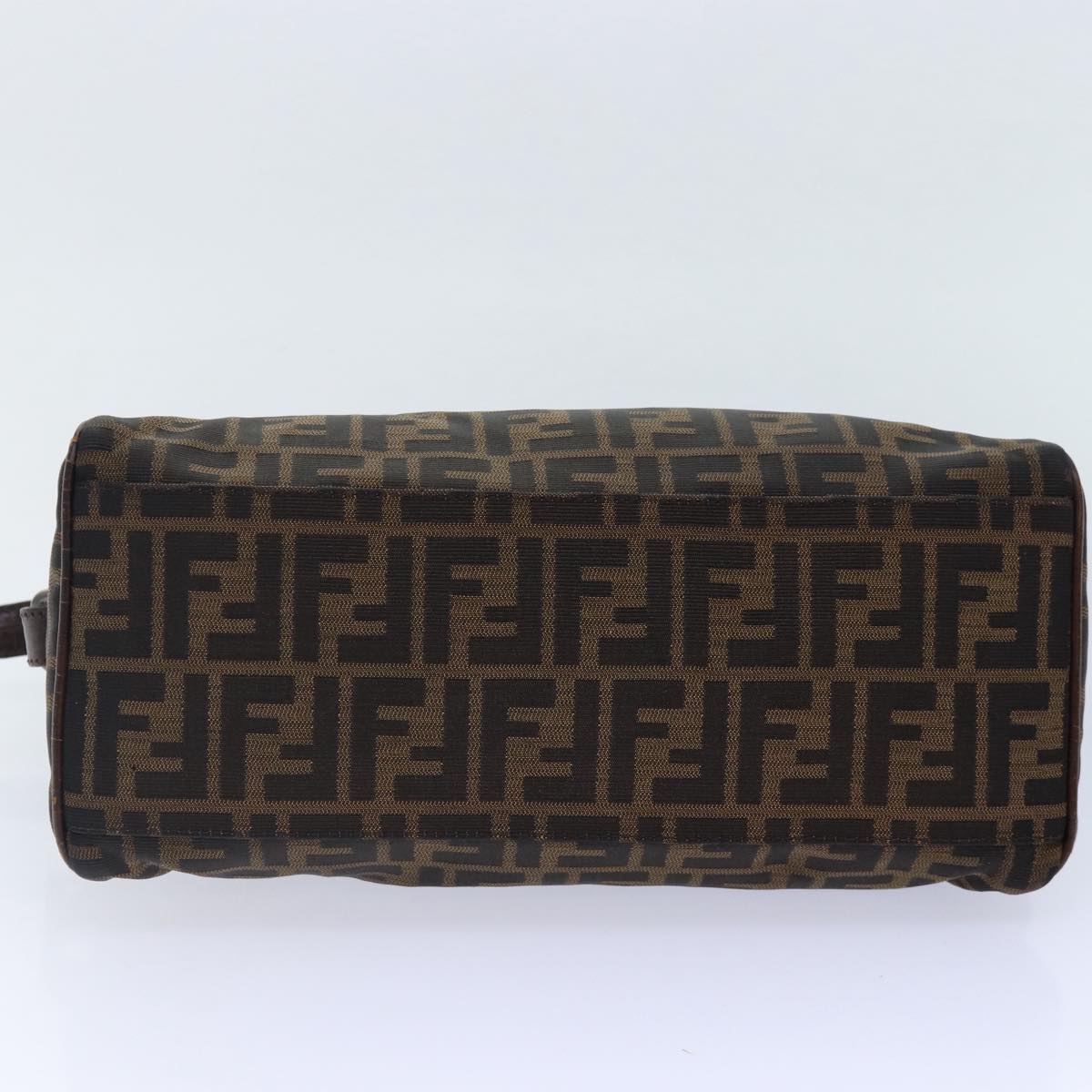 FENDI Zucca Canvas Hand Bag Brown Black Auth yk14810