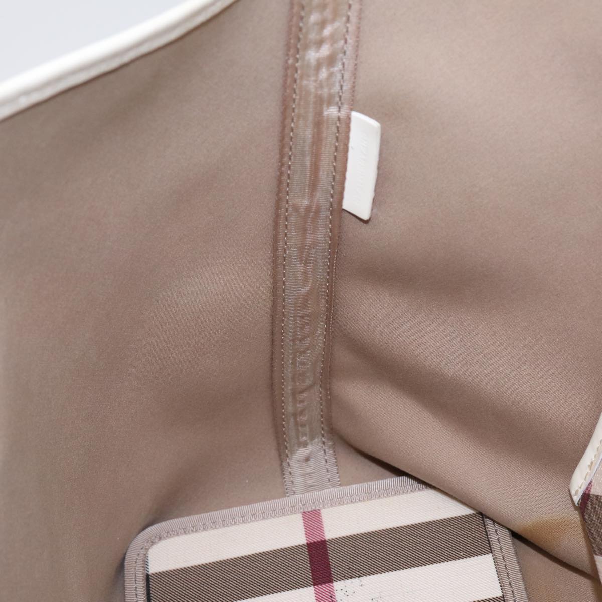 BURBERRY Nova Check Tote Bag PVC Beige Silver Auth yk14816