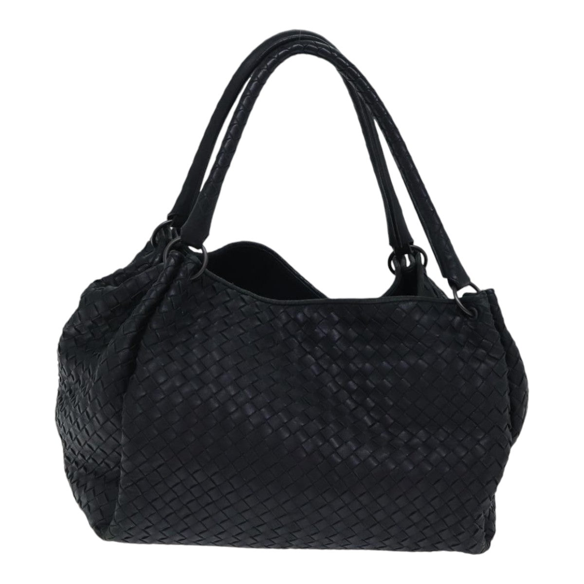 BOTTEGA VENETA INTRECCIATO Parachute Hand Bag Leather Black 222322 Auth yk14852