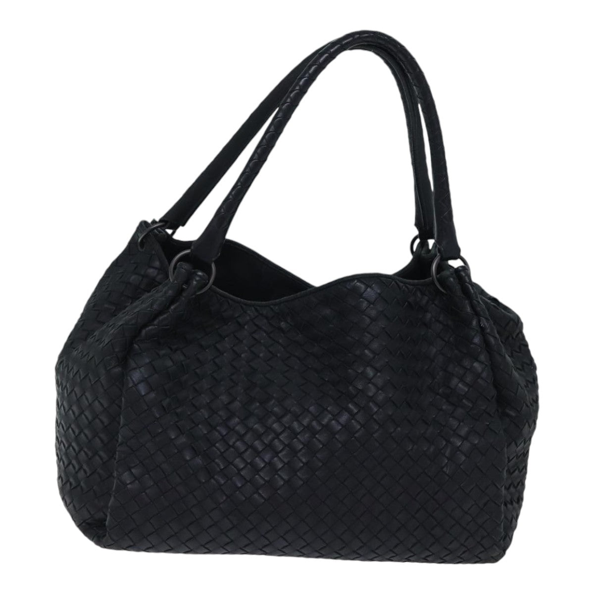 BOTTEGA VENETA INTRECCIATO Parachute Hand Bag Leather Black 222322 Auth yk14852