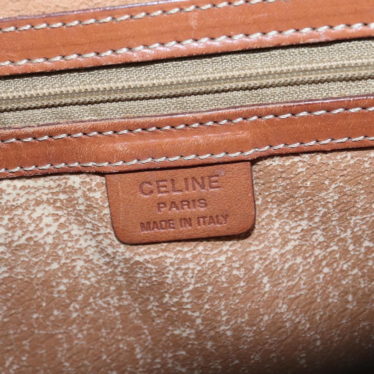 CELINE Macadam Canvas Hand Bag PVC Leather Brown Gold Auth yk14853