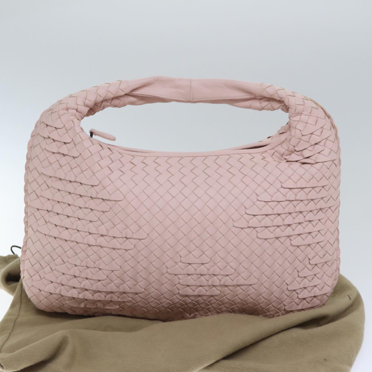 BOTTEGA VENETA INTRECCIATO Hobo Shoulder Bag Leather Pink Auth yk14854A