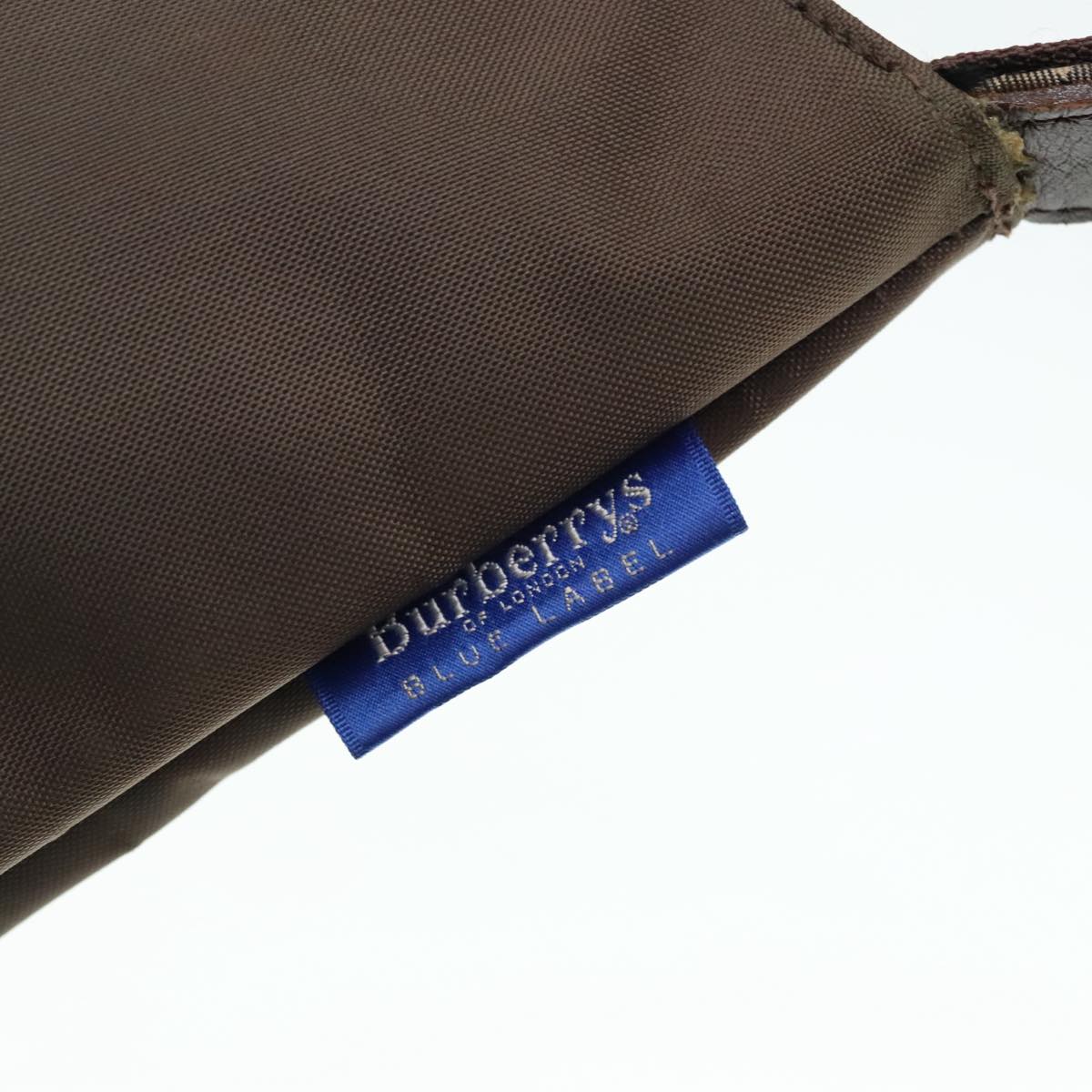 BURBERRY Nova Check Blue Label Shoulder Bag Nylon Beige Silver Auth yk14865