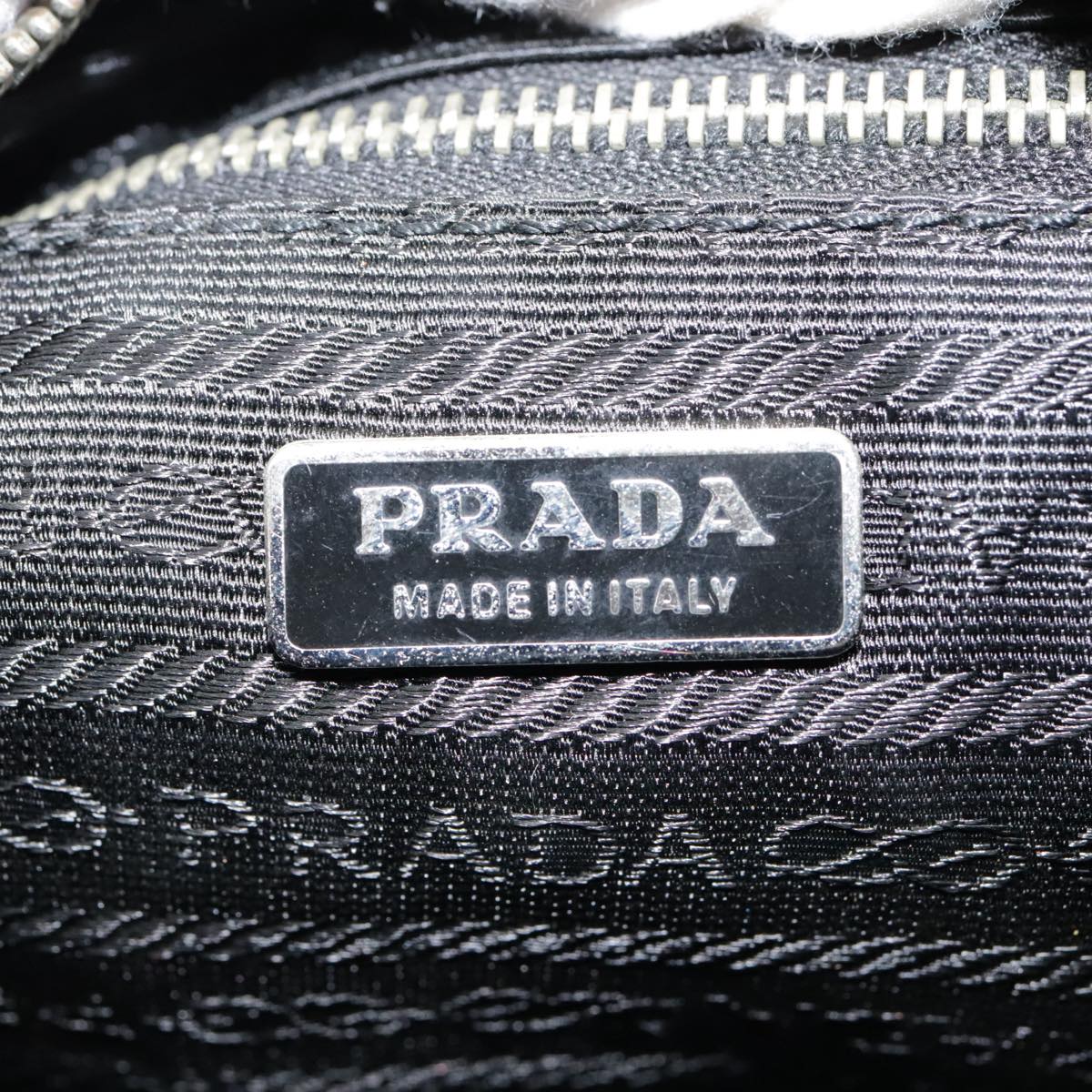 PRADA Hand Bag Nylon Black Silver Auth yk14872