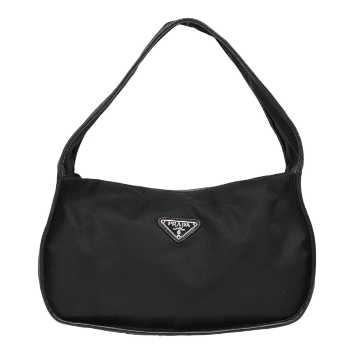 PRADA Hand Bag Nylon Black Silver Auth yk14872