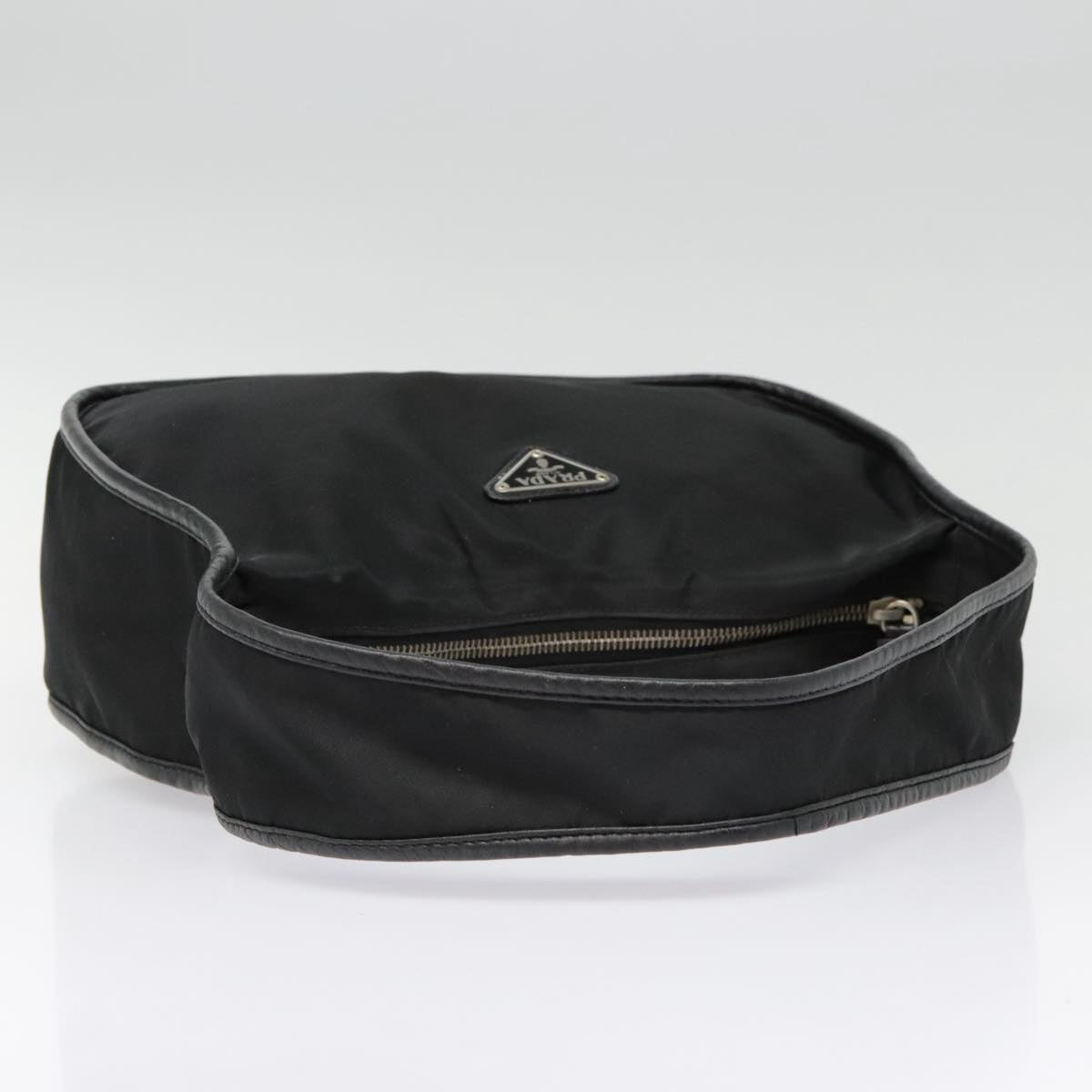 PRADA Hand Bag Nylon Black Silver Auth yk14872