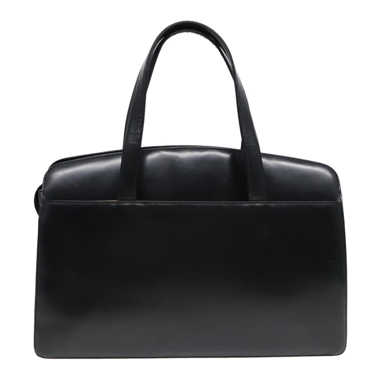 BURBERRY Tote Bag Leather Black Silver Auth yk14874