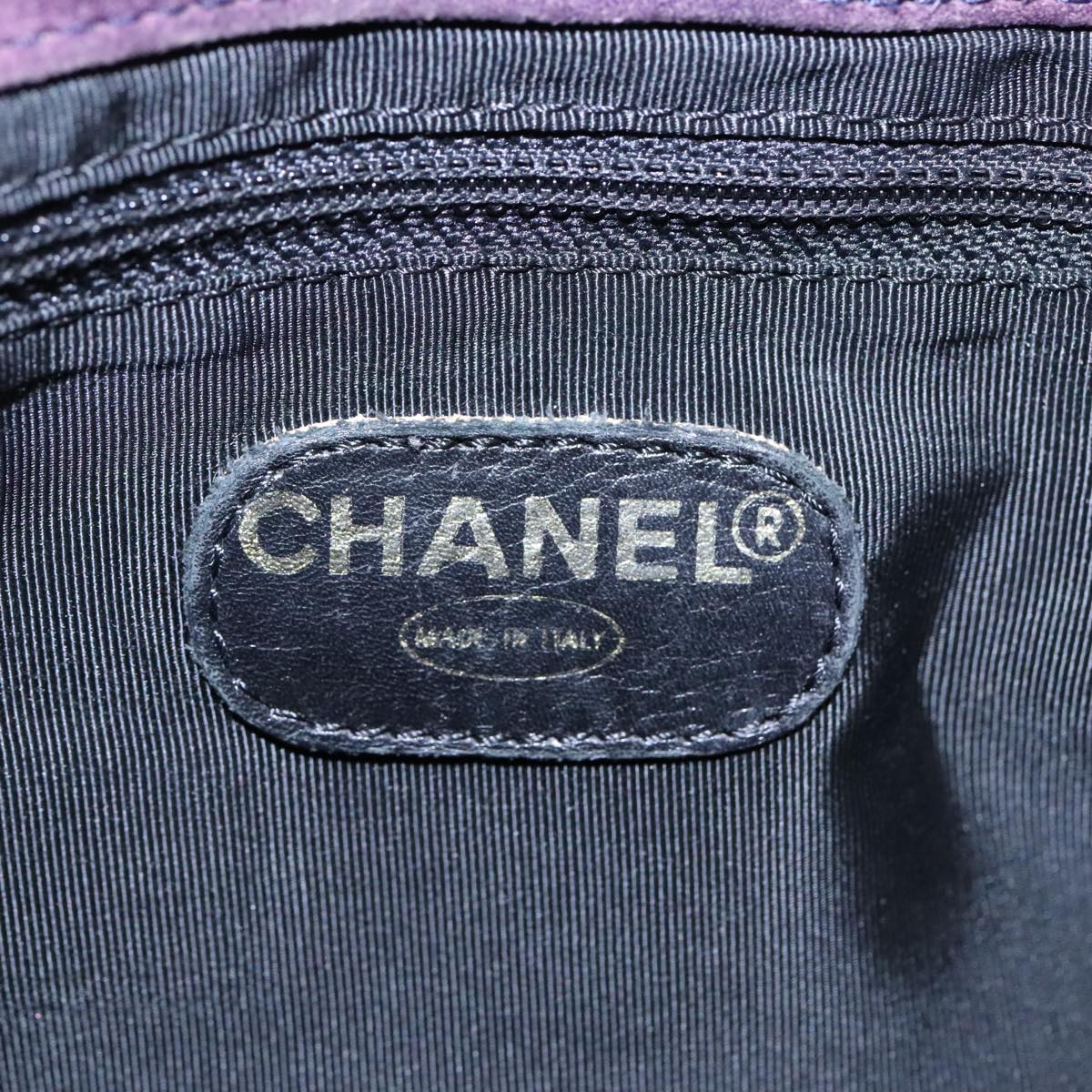 CHANEL COCO Mark Chain Hand Bag Suede Purple CC Auth yk14896