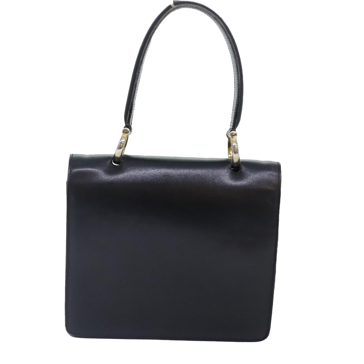 CELINE Hand Bag Leather Black Gold Auth yk14922