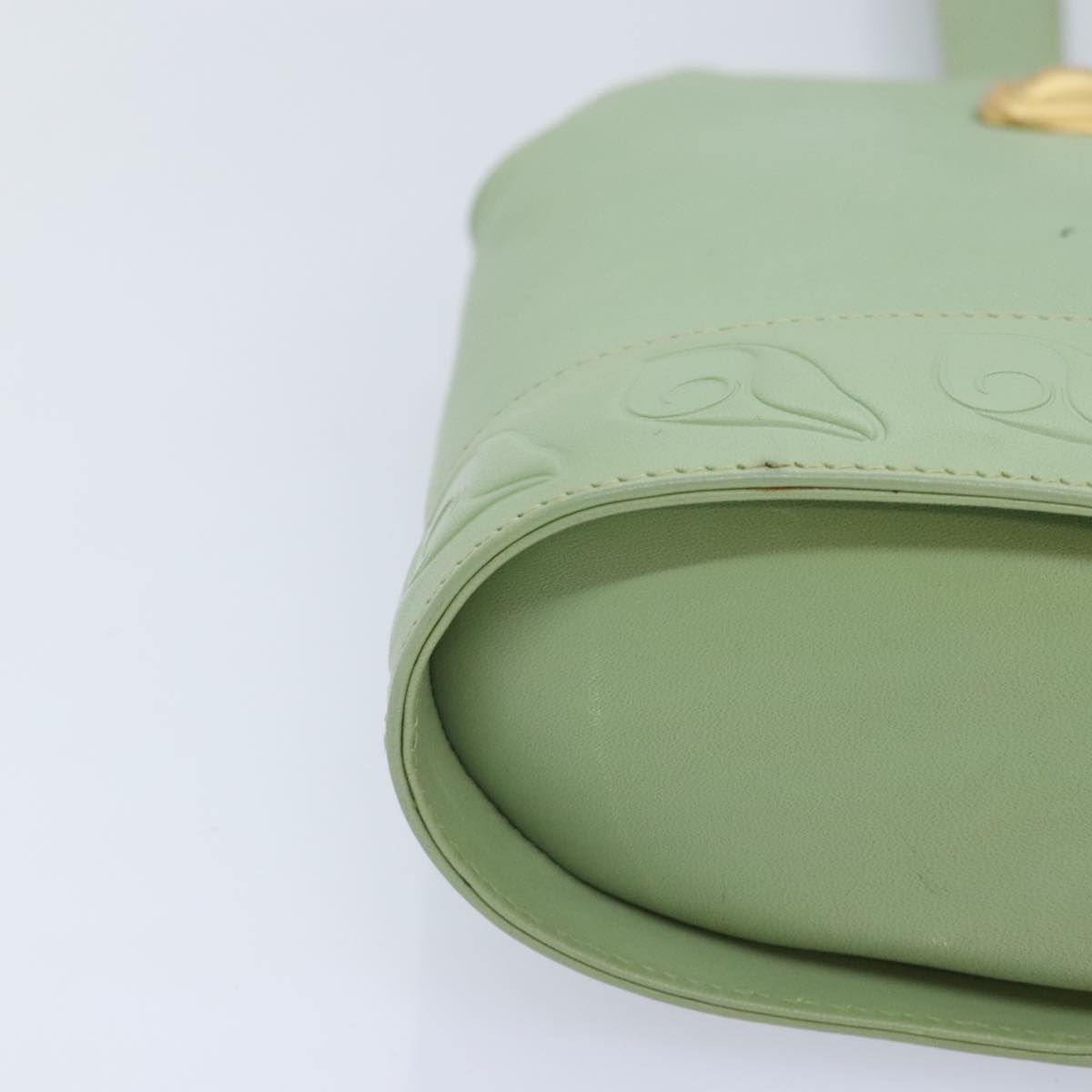 Chloe Hand Bag Leather Green Gold Auth yk14937