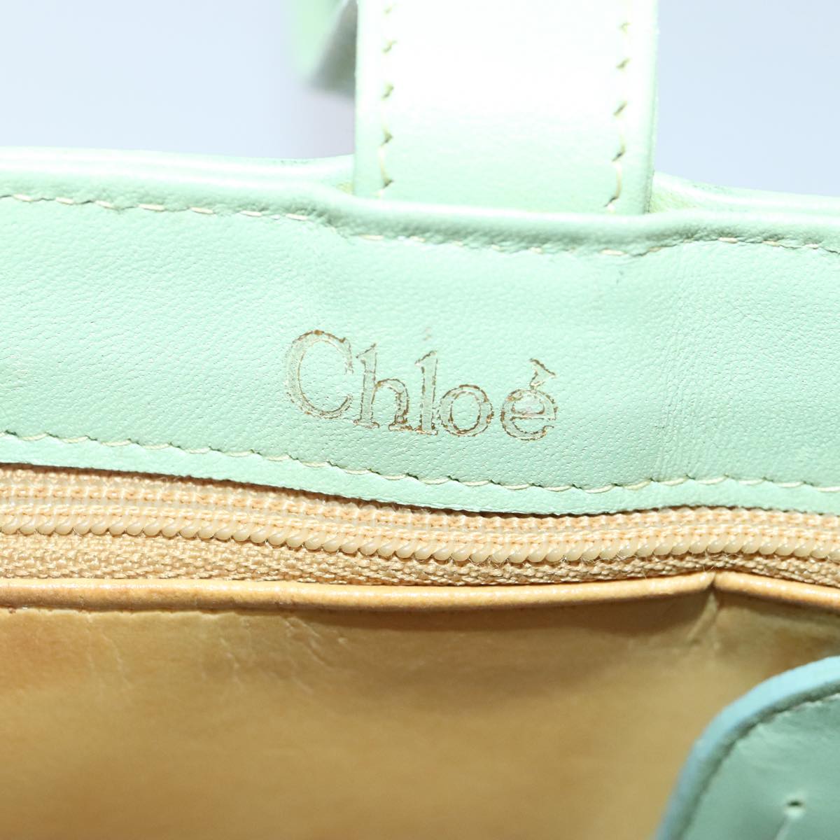 Chloe Hand Bag Leather Green Gold Auth yk14937