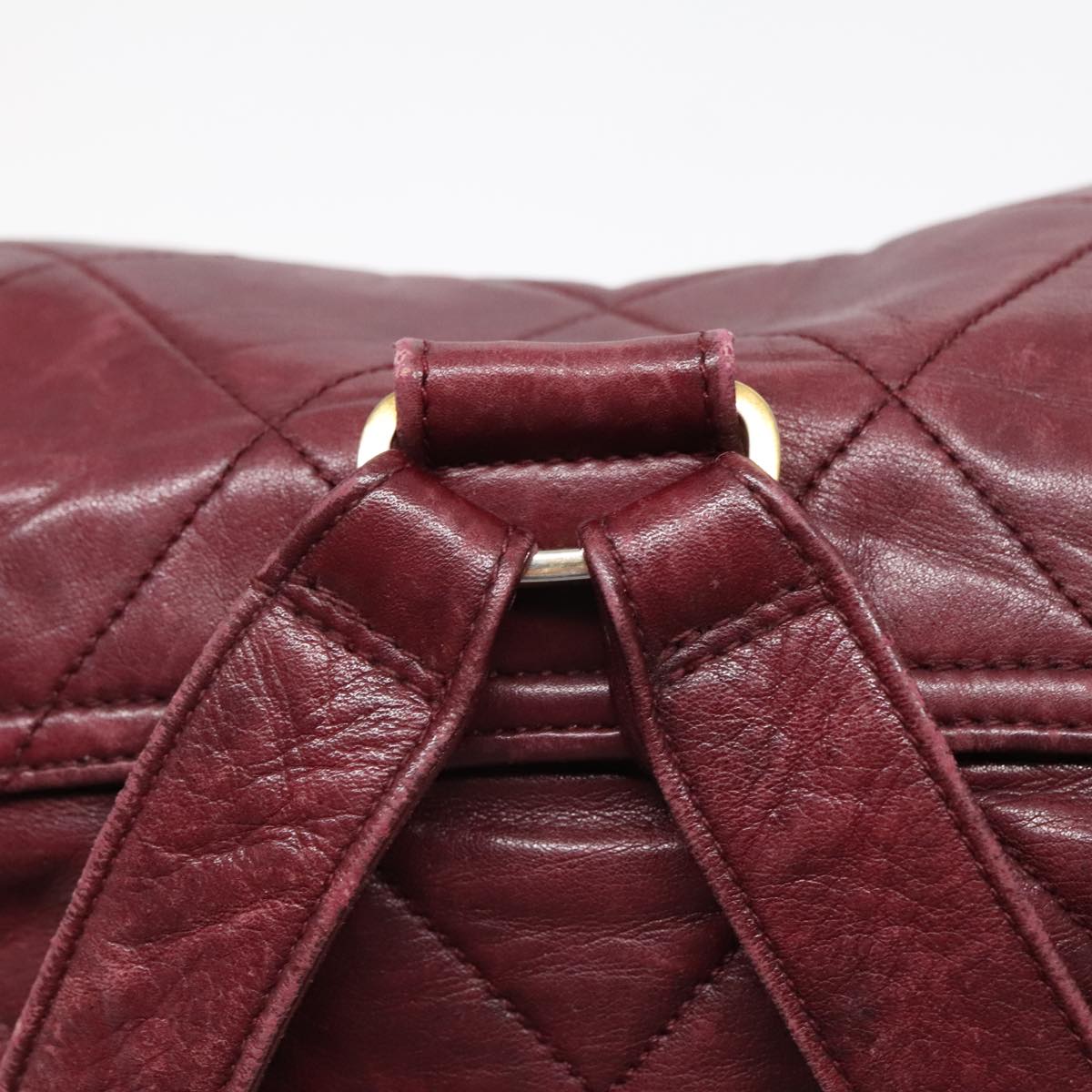 CHANEL Matelasse Turn Lock Chain Backpack Leather Bordeaux CC Auth yk14964