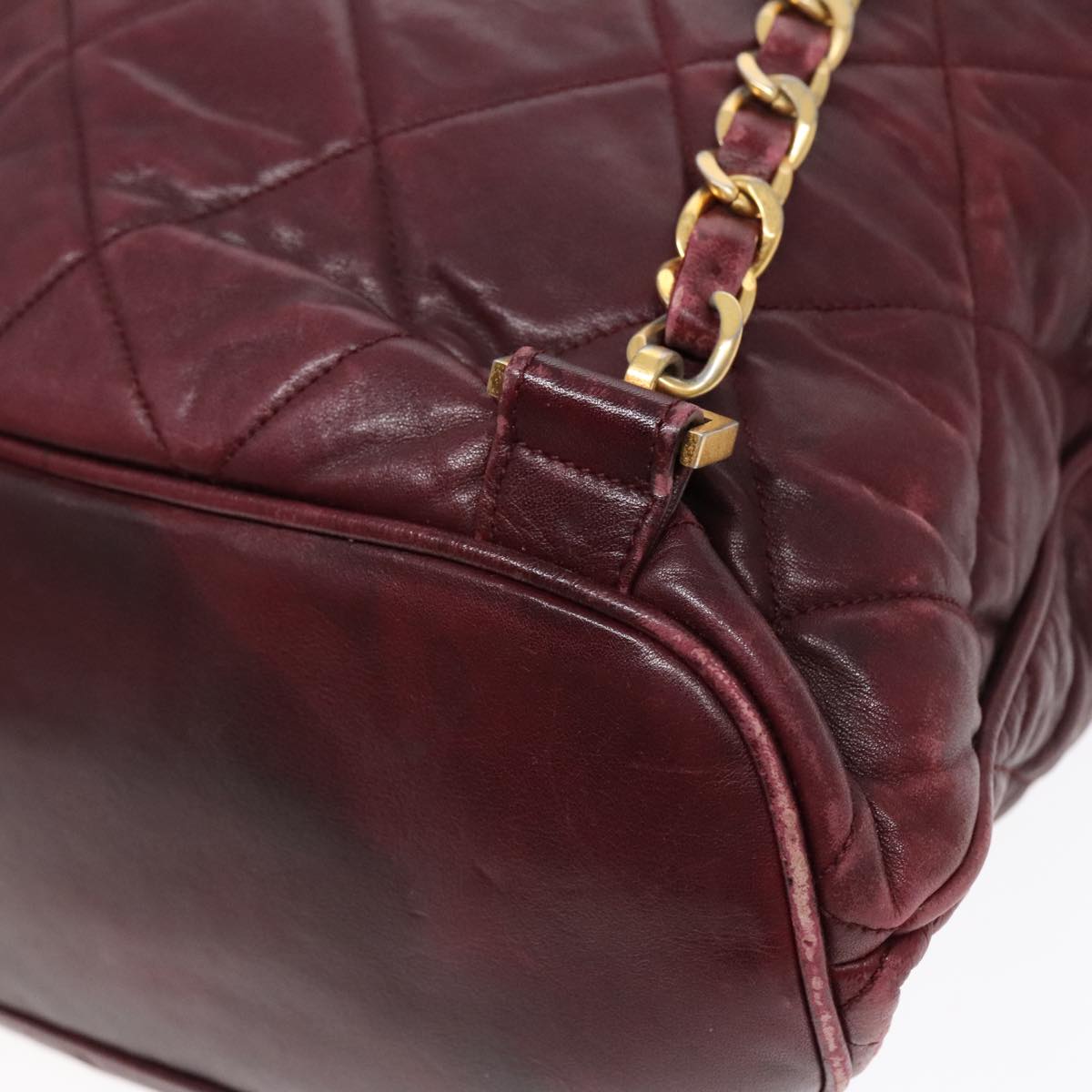 CHANEL Matelasse Turn Lock Chain Backpack Leather Bordeaux CC Auth yk14964